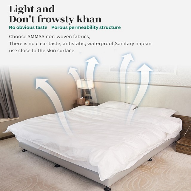Wholesale Disposable Bed Sheet Pillowcases Breathable Soft Bedding Travel Hotel SPA Bed Sheet King Size Bedding Set 
